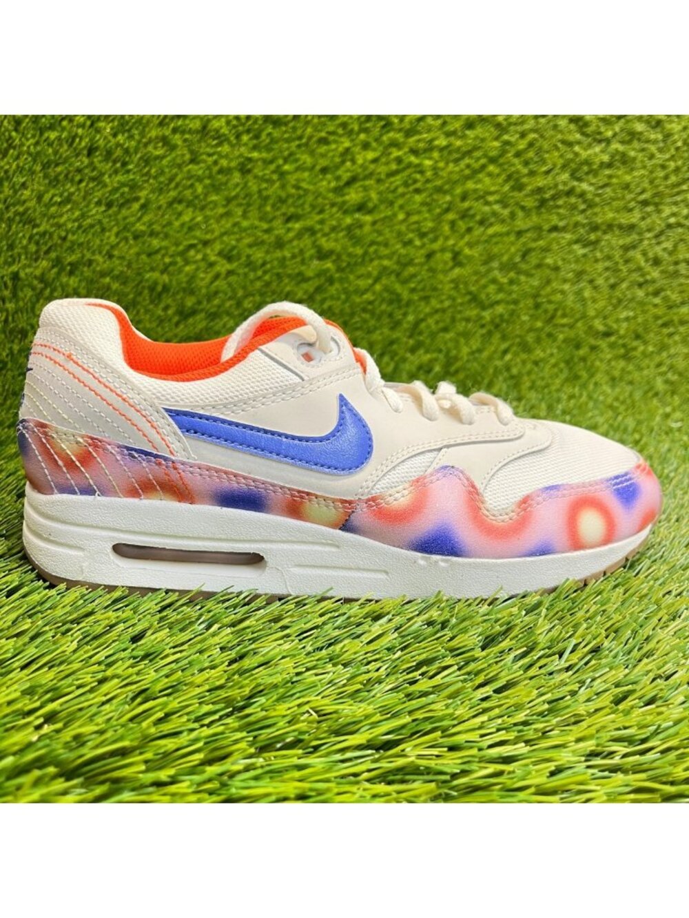 Nike Air Max 1 SE Boys Size 6Y Sail White Blue Athletic Running Shoes Sneakers